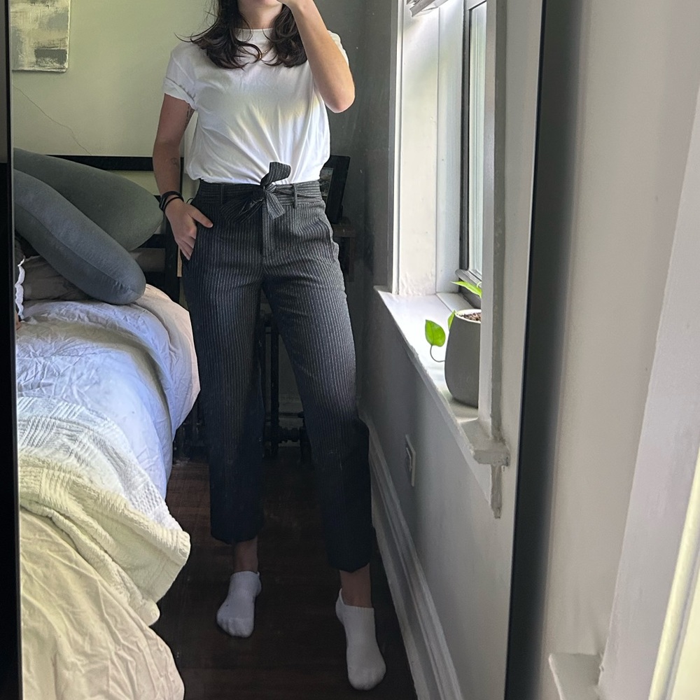 Women's Black Striped Work Pants